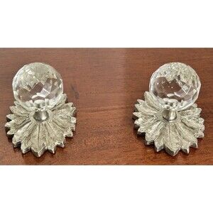 Florenta of California pair of 2 silver plated Drawer Pulls with Glass Knobs